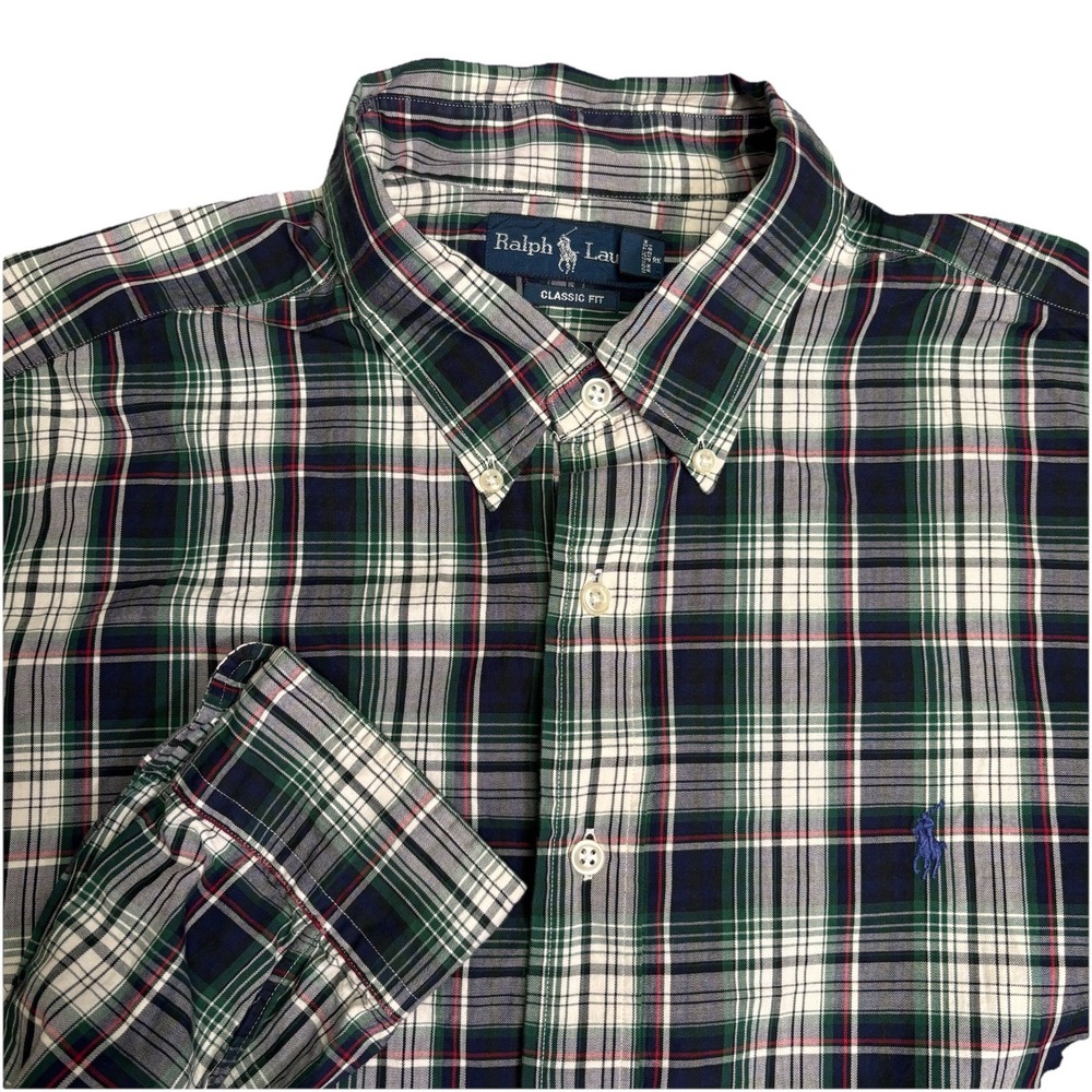 Ralph Lauren Long Sleeve Button Down Shirt Men's Plaid Pony XXLarge Classic Fit